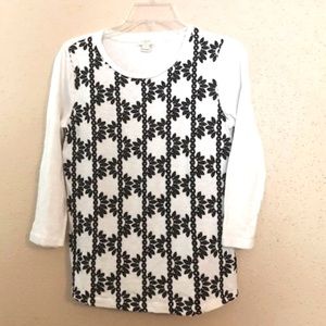Sz S J Crew Black & White Embroidered Shirt